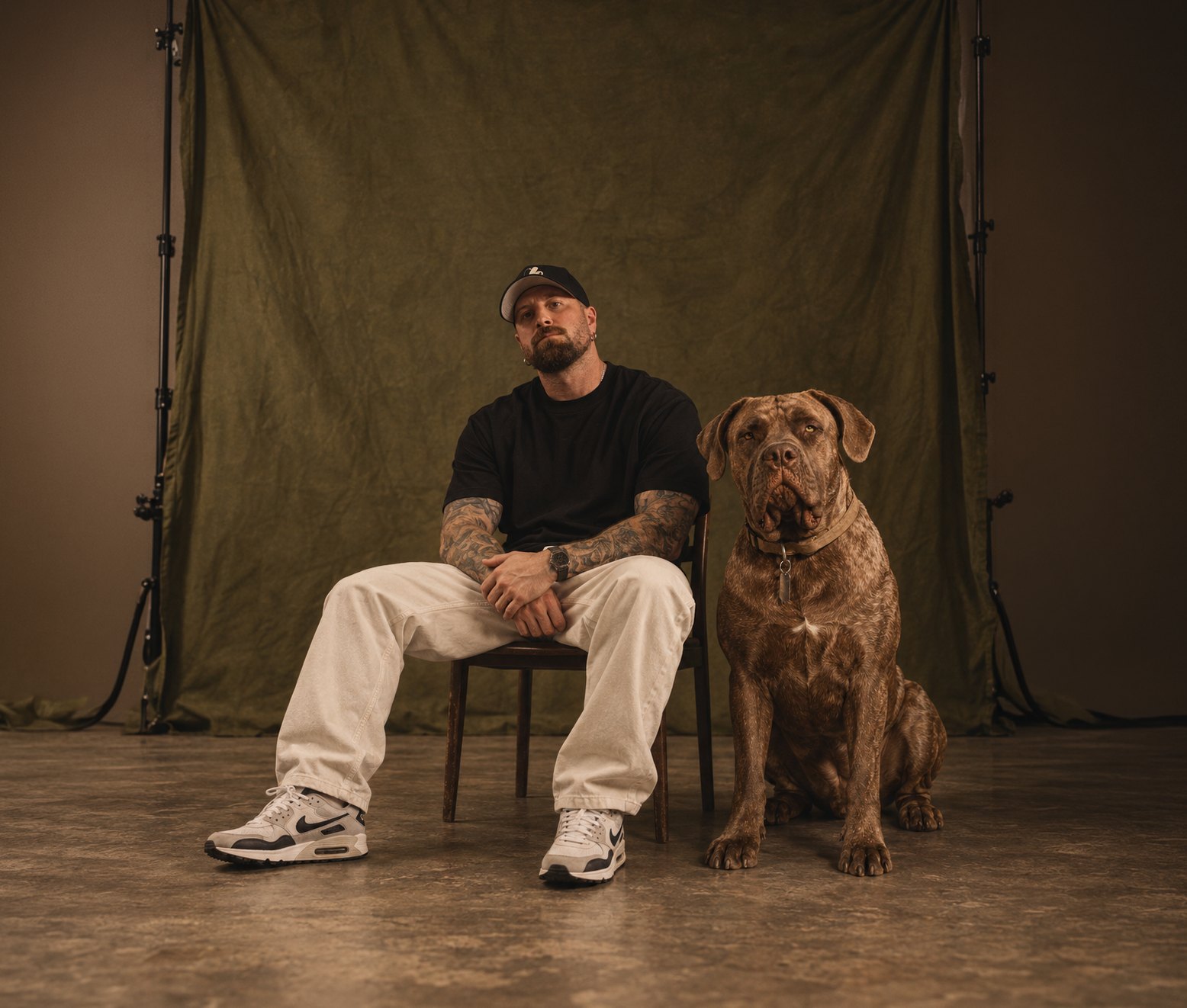 Tyler Bowa with his mastiff, Loki